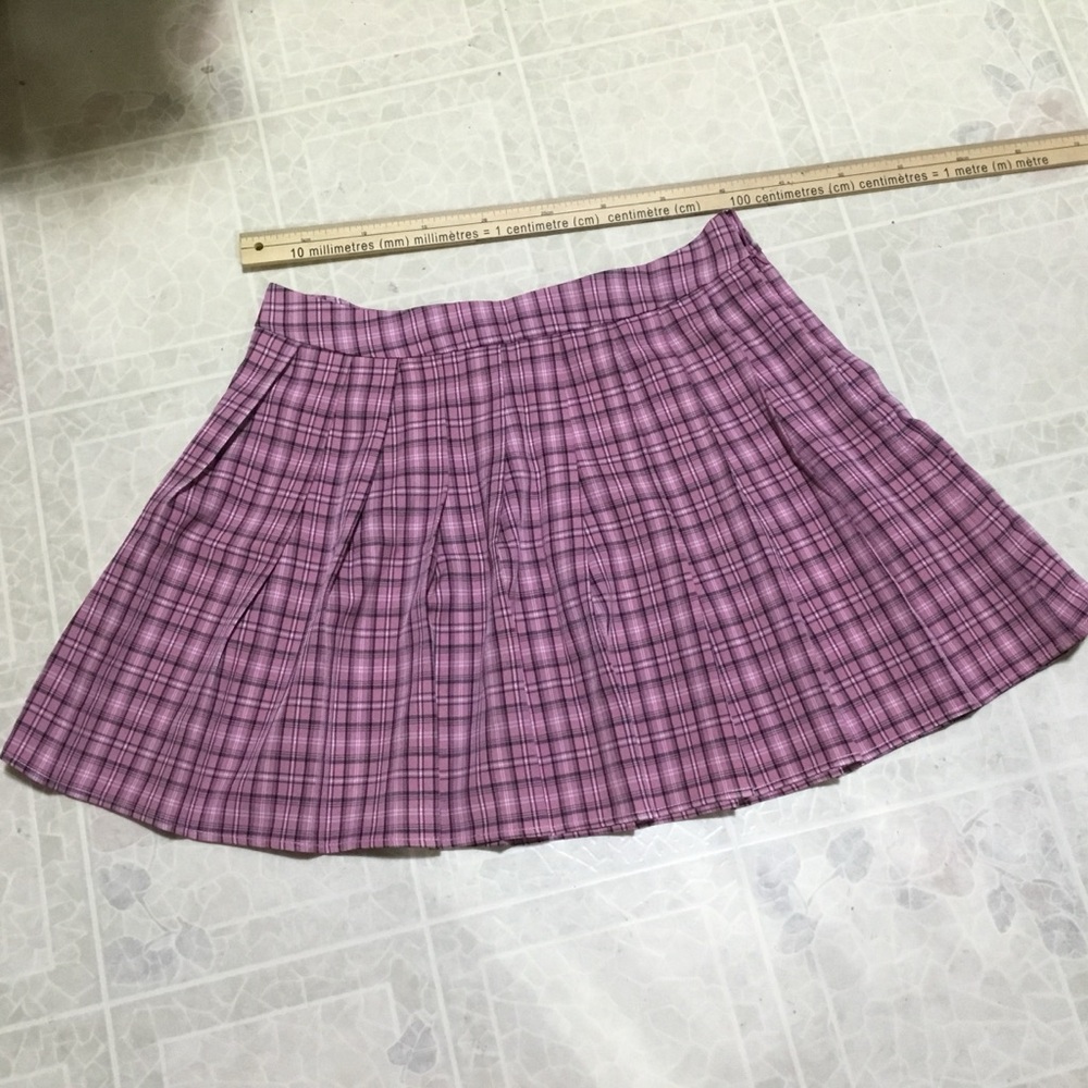 Mini Pink Plaid Woman Skirt